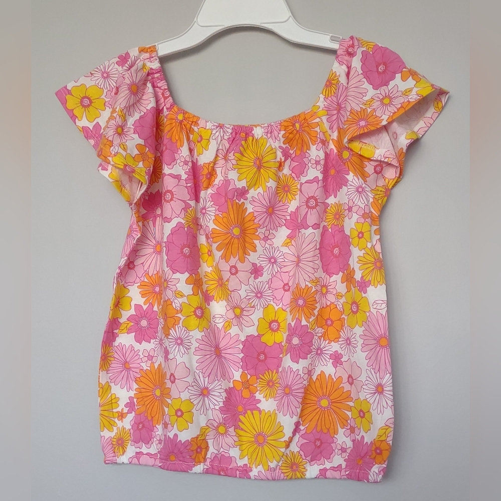 Floral Pink and Yellow Kids Top